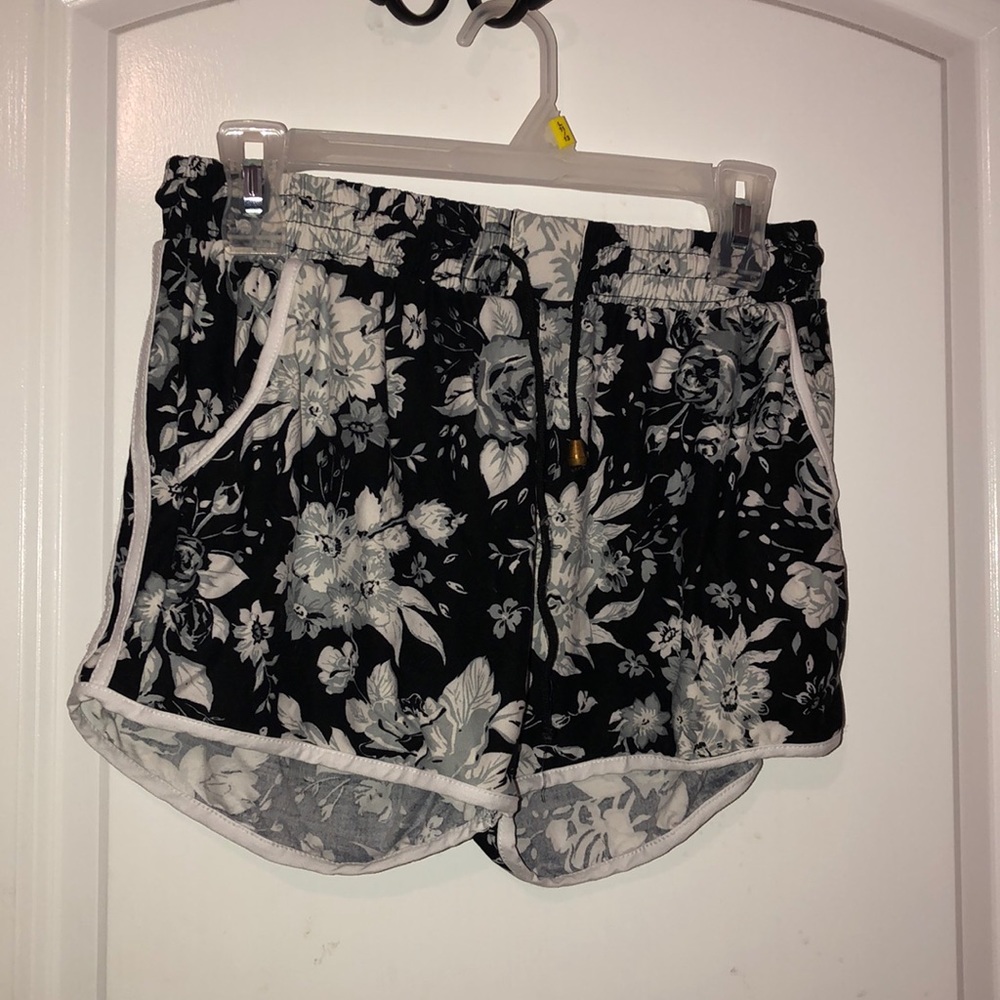 Black and White Flowered Shorts